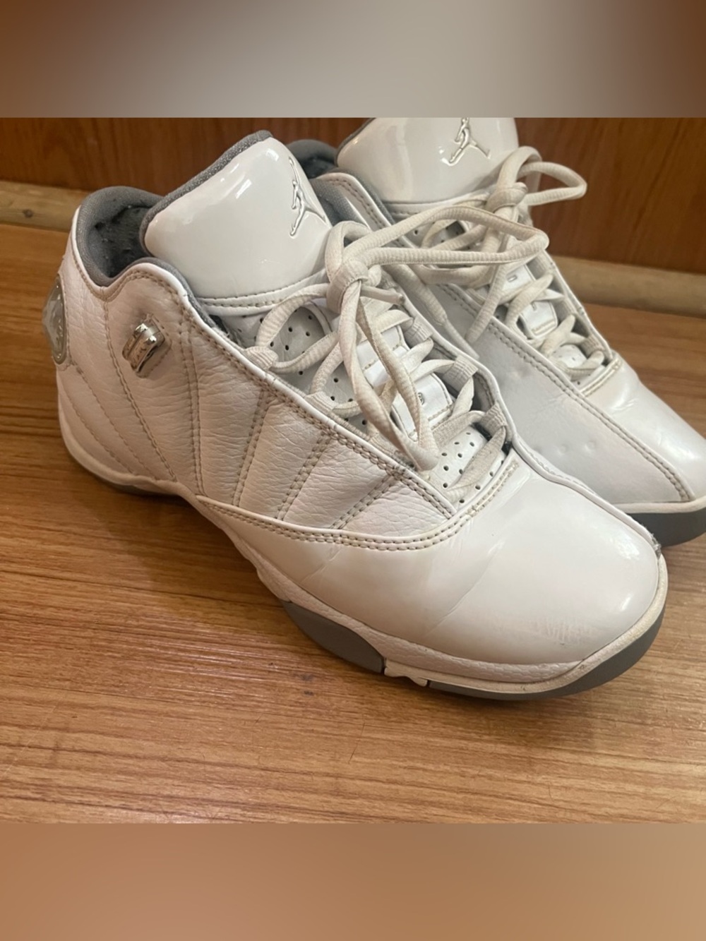 Jordan White and Gray Low-Top Basketball Sneakers